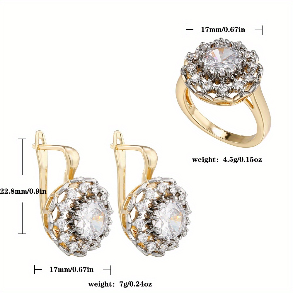 Bi-Color Design Earring and Ring Set, Exquisite Fashion